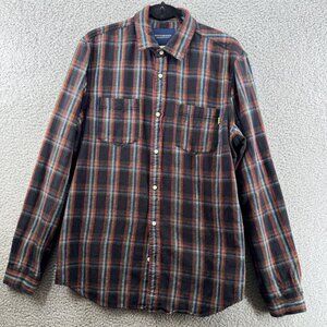 Scotch & Soda Mens Relaxed Fit Plaid Flannel Shirt Size Large